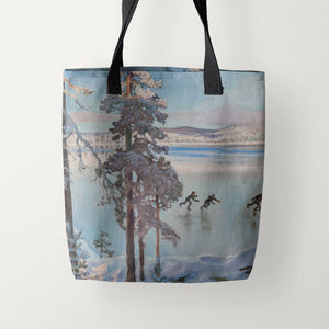 Tote Bags Akseli Gallen-Kallela Skaters Near the Shore