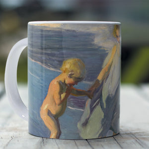 Ceramic Mugs Joaquin Sorolla Valencia, Two Children on a Beach